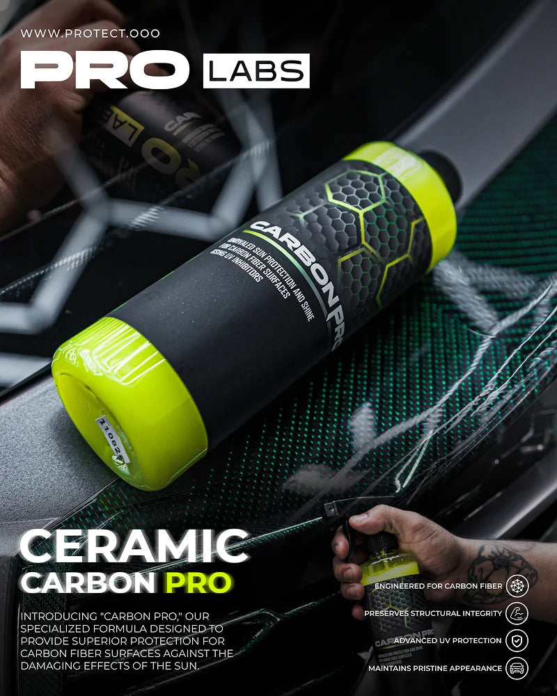 Carbon Pro coating for UV protection of carbon fiber surfaces, prevents fading and discoloration